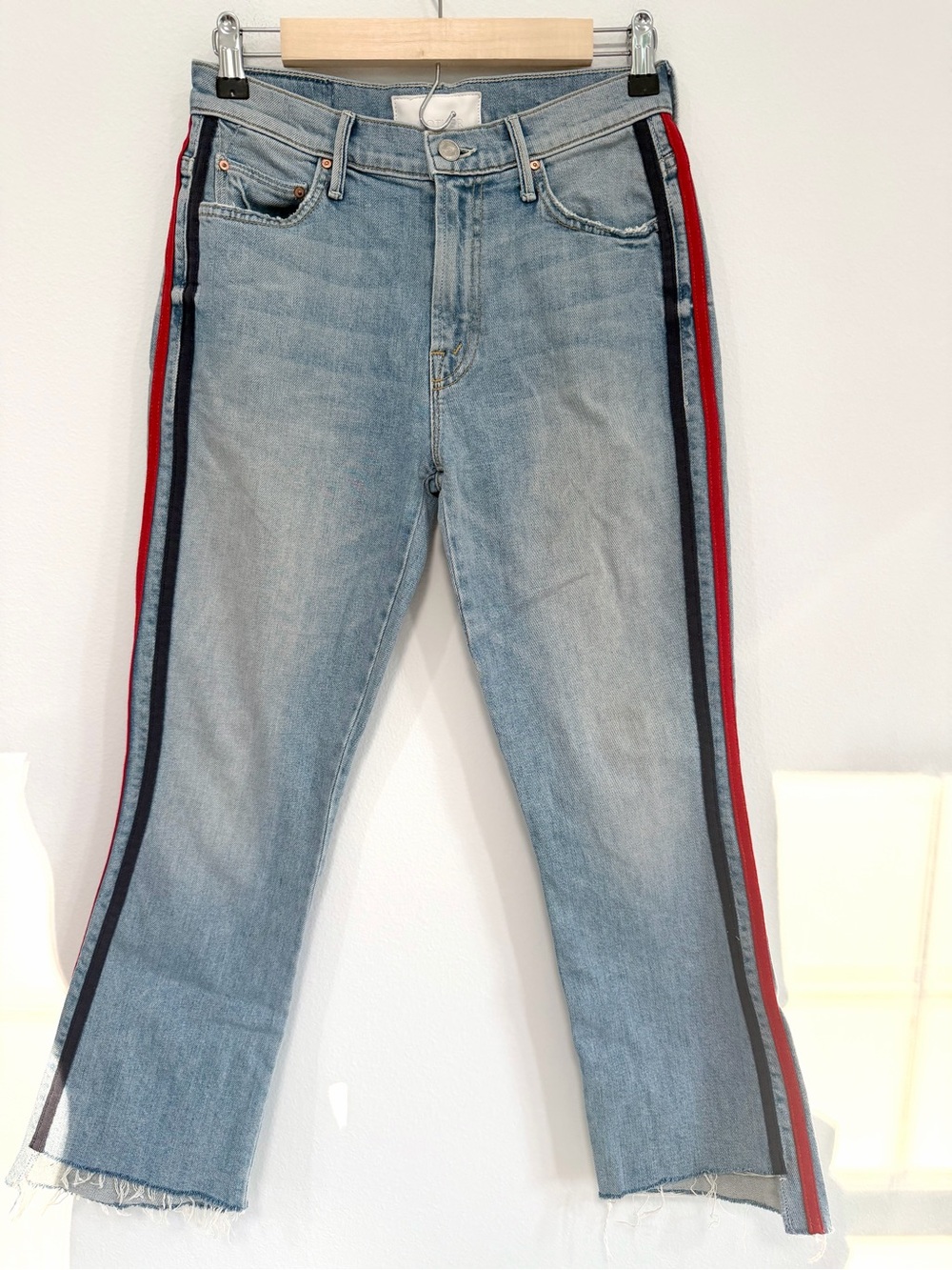 MOTHER Insider Crop Step Fray Thanks Again Racer Jeans 25 - Picture 2 of 8